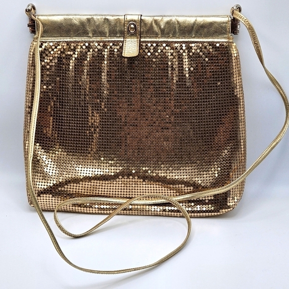 VINTAGE OROTON Gold Metal Mesh Crossbody Shoulder Bag West Germany 1970s - Picture 1 of 7